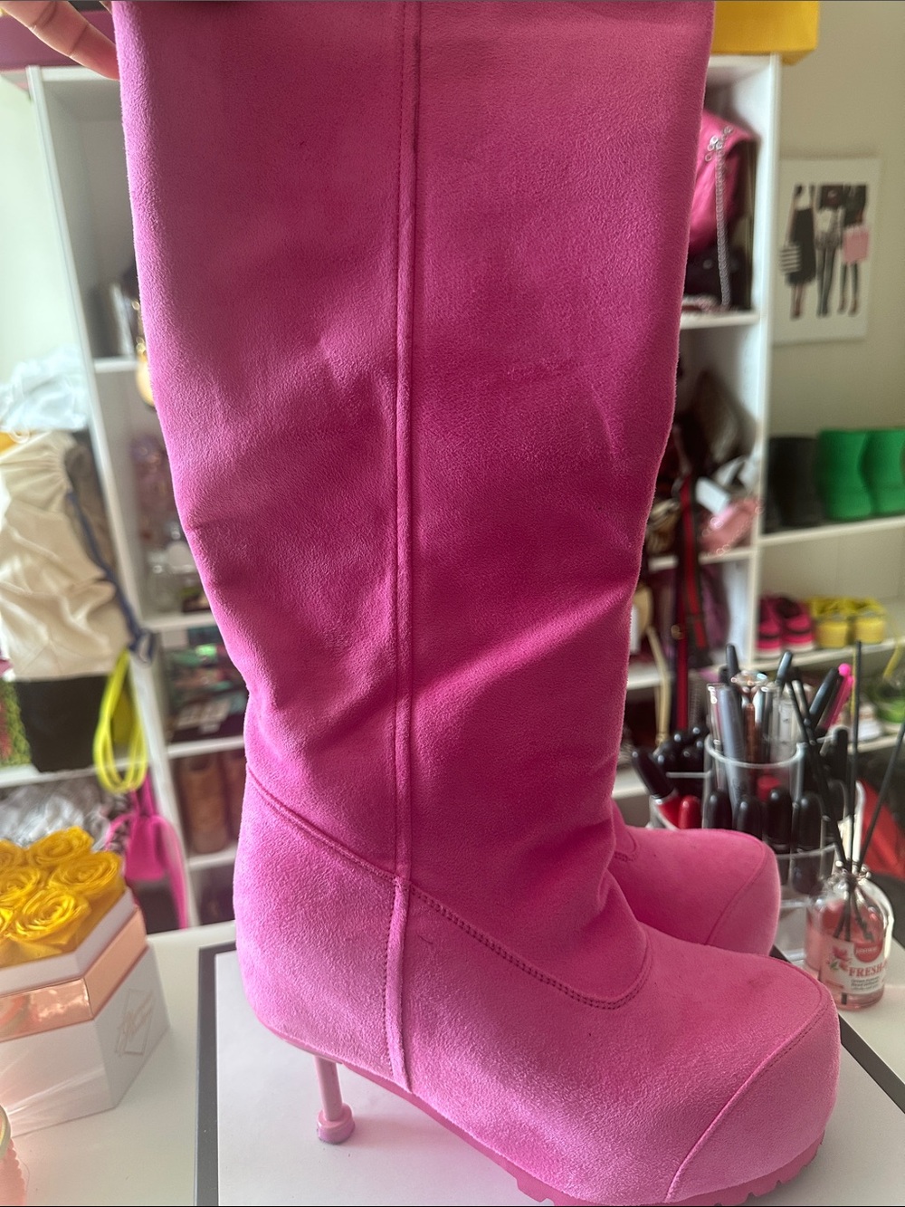 Bold Fuchsia Platform Over-the-Knee Boots